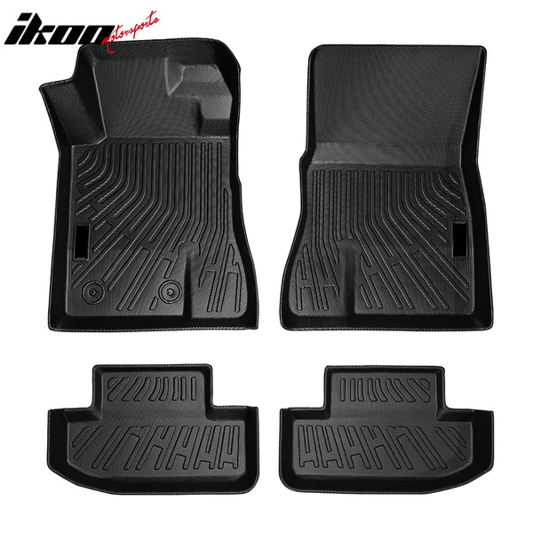 Floor Mat Compatible with 2015-2024 Ford Mustang Floor Mats, 3D Molded Custom Pad Black TPE Thermo Plastic Elastomer All Weather Liner Protector 1st and 2nd Front Rear Protection 4PC Set - Auto Sports Accessories & Performance