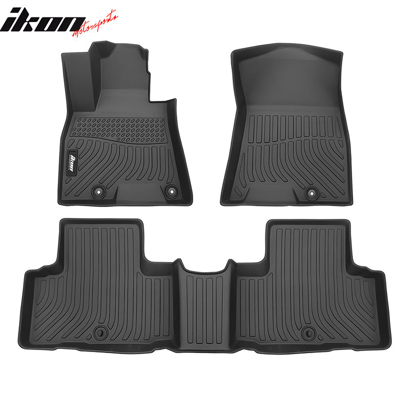 IKON Floor Mat Compatible with 2021-2025 Genesis GV80 (not for 4 Passenger)  All Weather 3D Carpet TPE Floor Mats 3D Molded 1st 2nd Row Front Rear Protection 4PC Pad Black TPE Thermo Plastic Elastomer