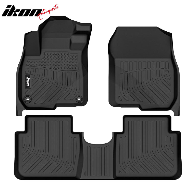 IKON Floor Mat Compatible with 2017-2022 Honda CRV Floor Mats 3D Molded 1st 2nd Row Front Rear Protection 3PC Pad Black TPE Thermo Plastic Elastomer All Weather Liner Protector