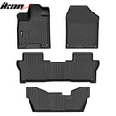 IKON Floor Mat Compatible with 2016-2023 Honda Pilot 8 passenger seat Floor Mats, 3D Molded Custom Carpets 1st 2nd 3nd Row Front Rear Protection 4PC Pad Black TPE Thermo Plastic Elastomer All Weather Liner Protector - Auto Sports Accessories & Performance