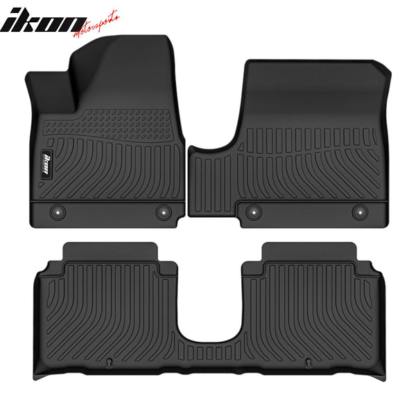 IKON Floor Mat Compatible with 2022-2024 Hyundai Ioniq 5 Limited   Floor Mats 3D Molded 1st 2nd Row Front Rear Protection 3PC Pad Black TPE Thermo Plastic Elastomer All Weather Liner Protector