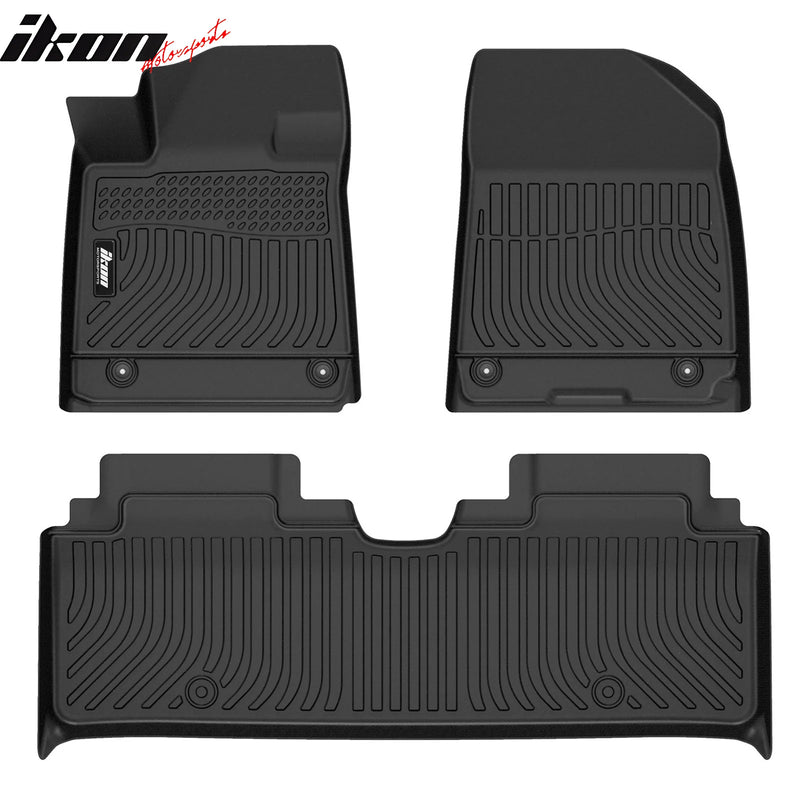 IKON Floor Mat Compatible with 2023-2025 Hyundai Ioniq 6  Floor Mats 3D Molded 1st 2nd Row Front Rear Protection 3PC Pad Black TPE Thermo Plastic Elastomer All Weather Liner Protector