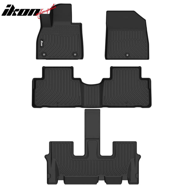 IKON Floor Mat Compatible with 2020-2025 Hyundai Palisade 7 & 8 Seats  Floor Mats 3D Molded 1st 2nd & 3RD Row Front Rear Protection 4PC Pad Black TPE Thermo Plastic Elastomer All Weather Liner Protector