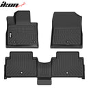 IKON Floor Mat Compatible with 2021-2023 Hyundai Santa Fe Hybrid Floor Mats 3D Molded 1st 2nd Row Front Rear Protection 3PC Pad Black TPE Thermo Plastic Elastomer All Weather Liner Protector