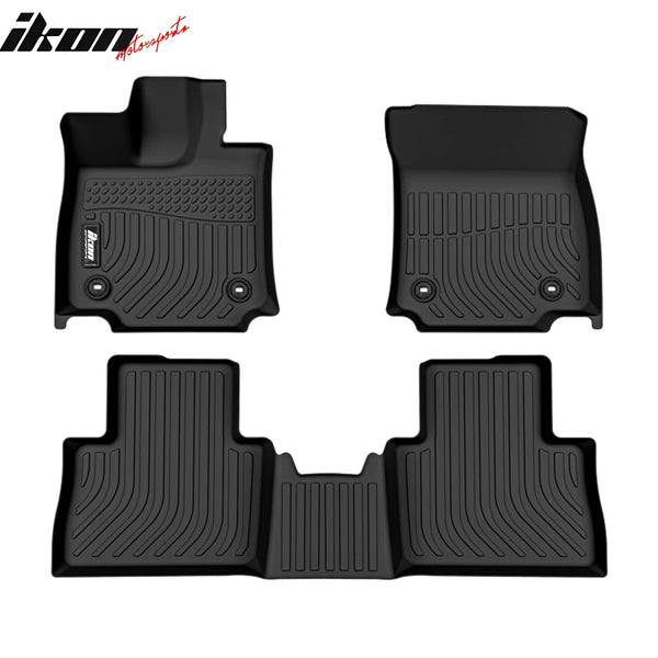 IKON Floor Mat Compatible with 2022-2023 Lexus NX Floor Mats, 3D Molded Custom Carpets 1st 2nd Row Front Rear Protection 3PC Pad Black TPE Thermo Plastic Elastomer All Weather Liner Protector