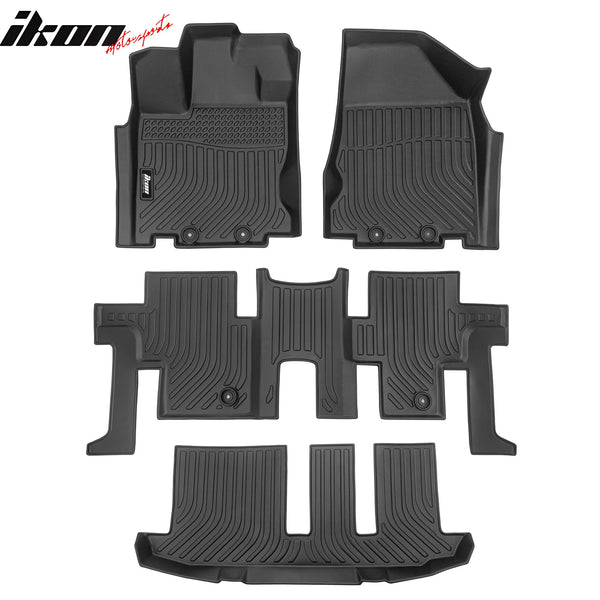 Floor Mat Compatible with 2013-2020 Nissan Pathfinder & 2014-2020 Infiniti QX60 & 2013 Infiniti JX35, Floor Mats, 3D Molded Custom Pad Black TPE Thermo Plastic Elastomer All Weather Liner Protector 1st , 2nd and 3rd Front Rear Protection 4PC Set - Auto Sports Accessories & Performance