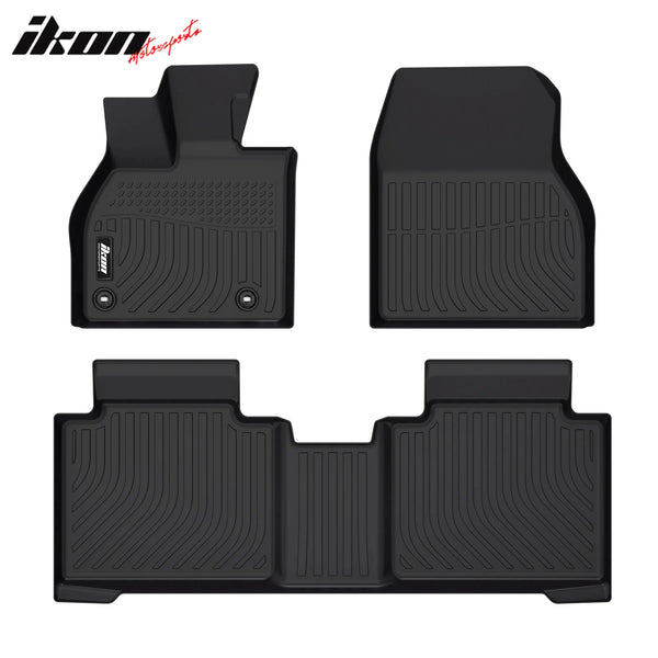 IKON Floor Mat Compatible with 2023-2025 Subaru Solterra/Toyota bZ4X Floor Mats, 3D Molded Custom Carpets 1st 2nd Row Front Rear Protection 3PC Pad Black Mats All Weather Liner Protector