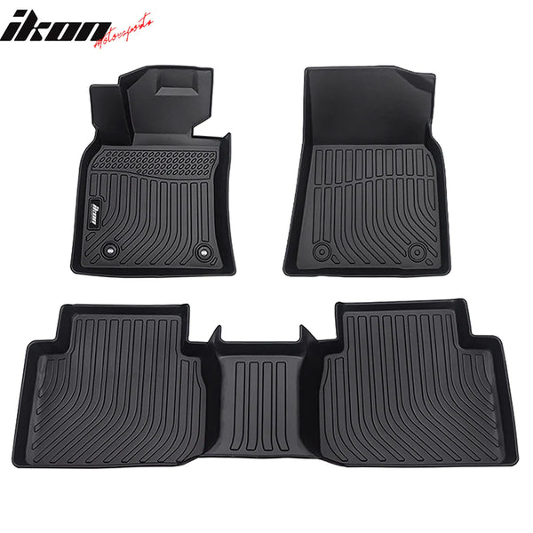 IKON Floor Mat Compatible with 2018-2013 Toyota Camry Floor Mats, 3D Molded Custom Carpets 1st 2nd Row Front Rear Protection 3PC Pad Black TPE Thermo Plastic Elastomer All Weather Liner Protector
