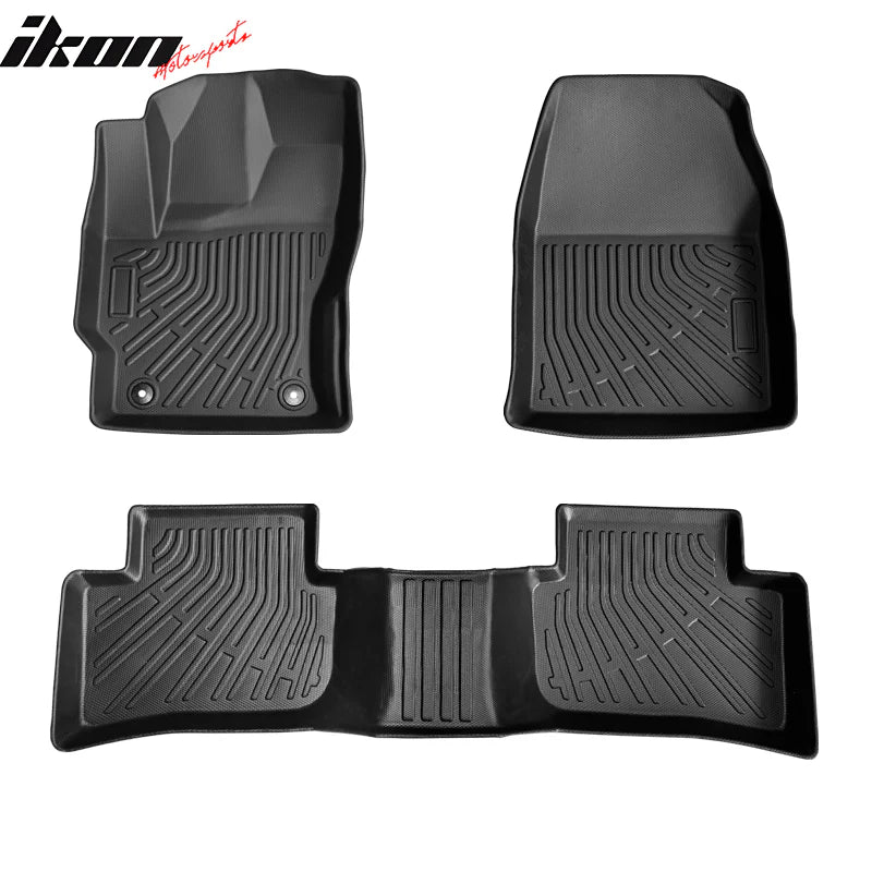 Floor Mat Compatible with 2022-2024 Toyota Corolla Cross AWD(Not Fit Hybrid/FWD) 3D Molded Custom Pad Black TPE Thermo Plastic Elastomer All Weather Liner Protector 1st and 2nd Front Rear Protection 3PC Set