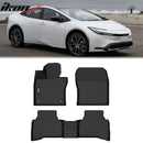 IKON Floor Mat Compatible with 2023-2024 Toyota Prius Floor Mats, 3D Molded Custom Carpets 1st 2nd Row Front Rear Protection 3PC Pad Black TPE Thermo Plastic Elastomer All Weather Liner Protector