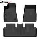 IKON Floor Mat Compatible with for 2017-2023 Tesla Model 3 Floor Mats 3D Molded Protection Pad Black TPE Thermo Plastic Elastomer All Weather Liner Protector