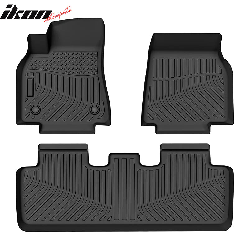 IKON Floor Mat Compatible with for 2020-2024 Tesla Model Y Floor Mats 3D Molded Protection Pad Black TPE Thermo Plastic Elastomer All Weather Liner Protector