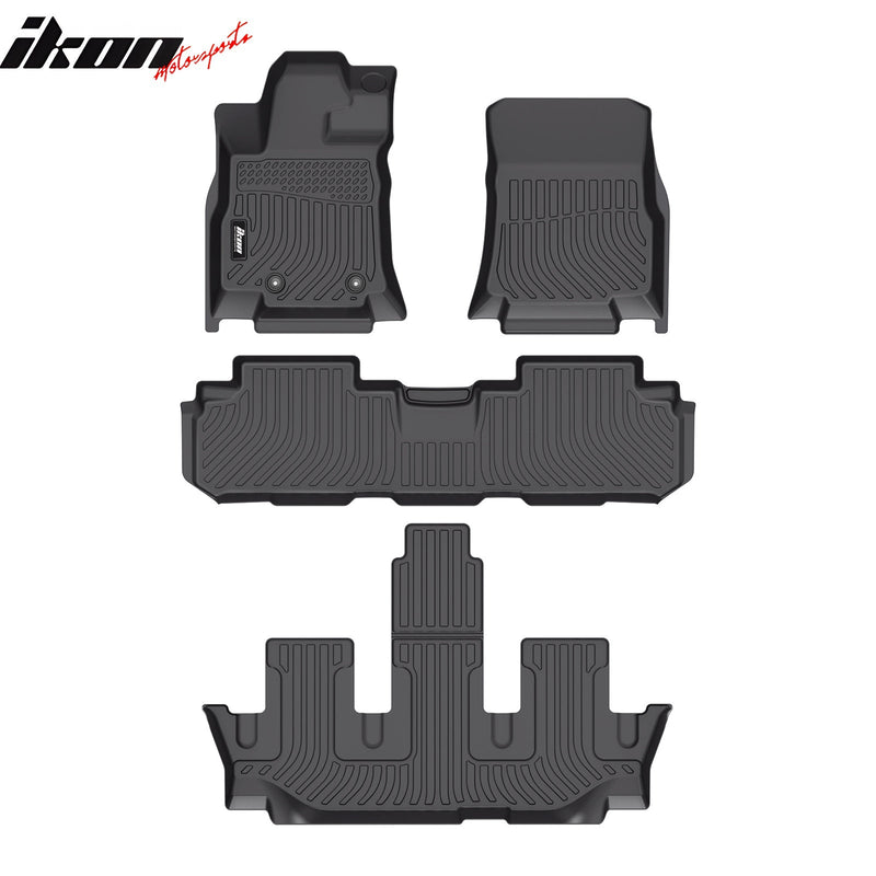 IKON Floor Mat Compatible with 2019-2025 Subaru Ascent (2nd row bench) Floor Mats 3D Custom Carpets Protection 4PC All Weather Liner Protector