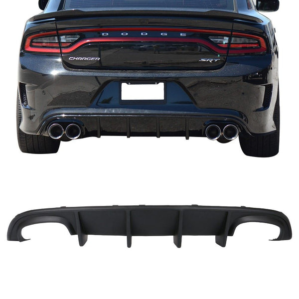 Diffuser fits 2015-2023 Dodge Charger SRT Rear Bumper Diffuser, OE Factory Style Unpainted PP Spoiler Splitter Valance Chin Diffuser
