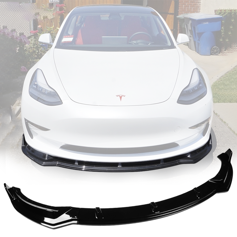Front LiP 2020-2023 Tesla Y IKON Style Front Bumper Lip PP 3PC/SET