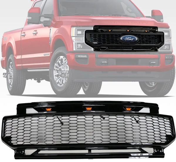 Front Grille 2020-2023 Ford F250 F350 F450 Super Duty Front Bumper Grille Grill ABS