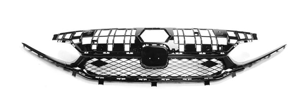 Front Grille 2022-2024 Honda Civic Sedan Rock Style Upper Grille Gloss Black ABS