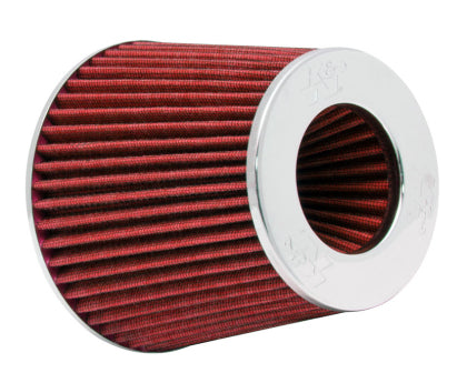 K&N Air Filter with Clamp for 3" / 3.5" / 4"- Cone Air Filter Replacement K&N Universal Air Filter Chrome Round Tapered Red - 4in Flange ID x 1.125in Flange Length x 5.5in H - Auto Sports Accessories & Performance
