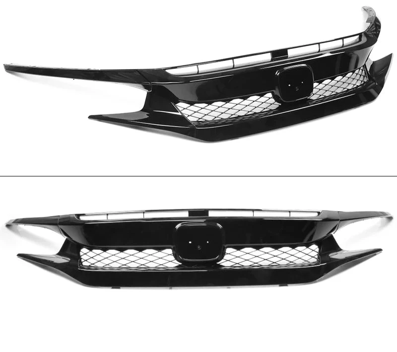 Grille 2019-2021 Honda Civic Coupe/ Sedan front Grill Honey Comb Mesh Style Glossy Black/ Set