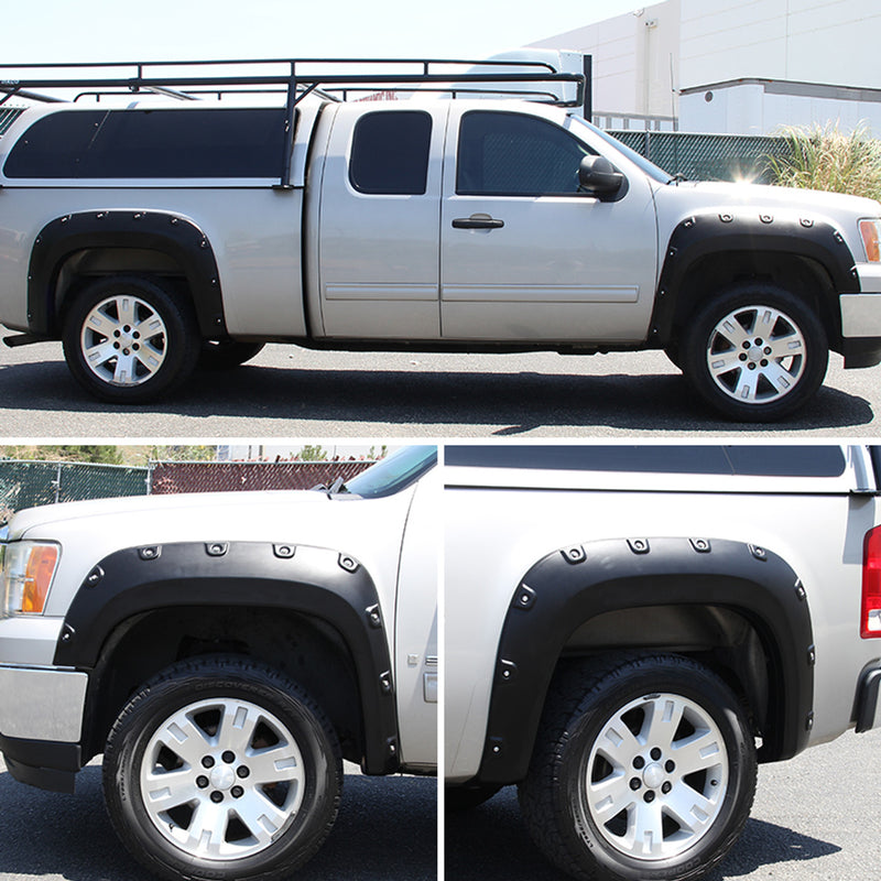 Fender Flare 2007-2013 GMC Sierra 1500 Matte Black Polypropylene Fender Flares 4PC - Auto Sports Accessories & Performance