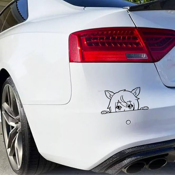 EPP® Custom Windshield /Bumper Vinyl Sticker Decals -Animated Design Sticker -Catgirl Peek