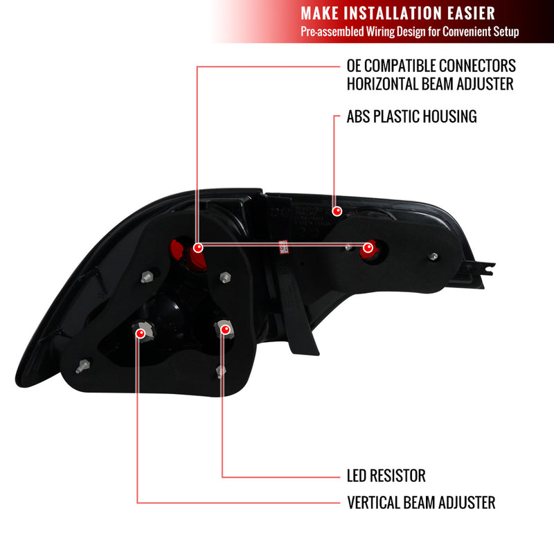 Taillight Lamp 2006-2011 Honda Civic Sedan Altezza Tail Lights (Matte Black Housing/Clear Lens)