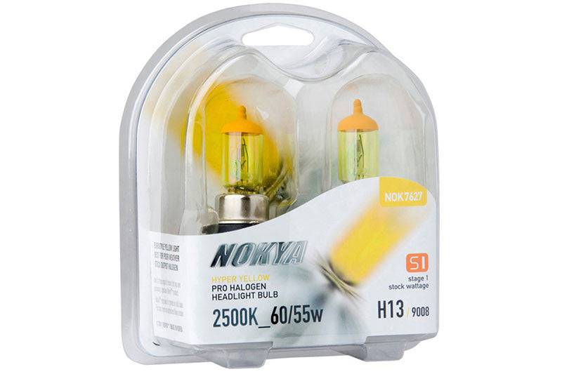 Nokya Hyper Yellow H13/9008 Light Bulbs 2500K 60/55W (Stage 1) - Auto Sports Accessories & Performance