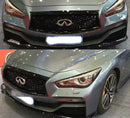 Front Hood Grill Mesh Pre-Painted Glossy Black Grille Compatible With 2014-2017 Infiniti Q50 | Eau Rouge ER Style ABS Glossy Black Front Bumper Grill Hood Mesh