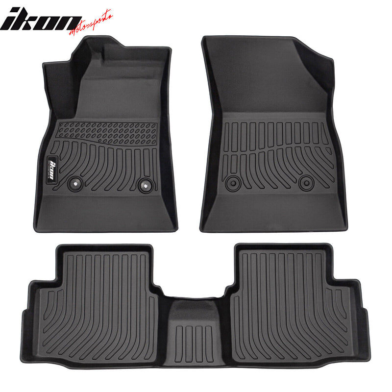 IKON Floor Mat Compatible with Car Floor Mat for 2016-2019 Chevrolet Chevy Cruze All Weather 3D TPE 3PC