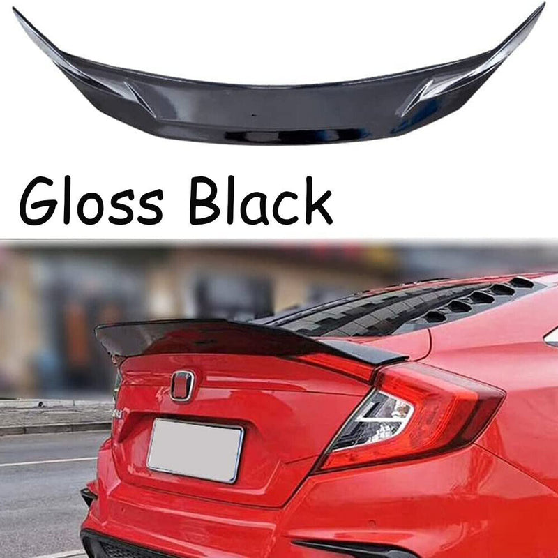 Trunk Spoiler 2016-2020 Honda Civic 10th Gen Sedan 4Dr Painted Glossy Black High Kick duckbill style - Auto Sports Accessories & Performance