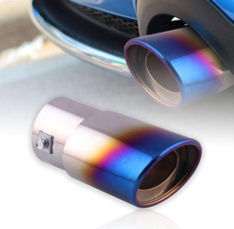 Universal Muffler Tip Stainless Steel Exhaust Tip Pipe Car Oval Rear Exhaust Straight Tail Pipe Muffler Tip Blue Burnt