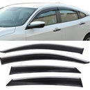 Window Visor Deflector Rain Guard 2016-2021 Honda Civic 4 door Sedan OE Style w/ Chrome Trim 10th gen civic