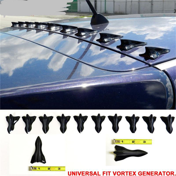 Universal Fit Shark Fin Spoiler Diffuser Jet PP 10 Pcs Roof Fin (3.25"x1.75") S2 Style-CFL Carbon Fiber Print