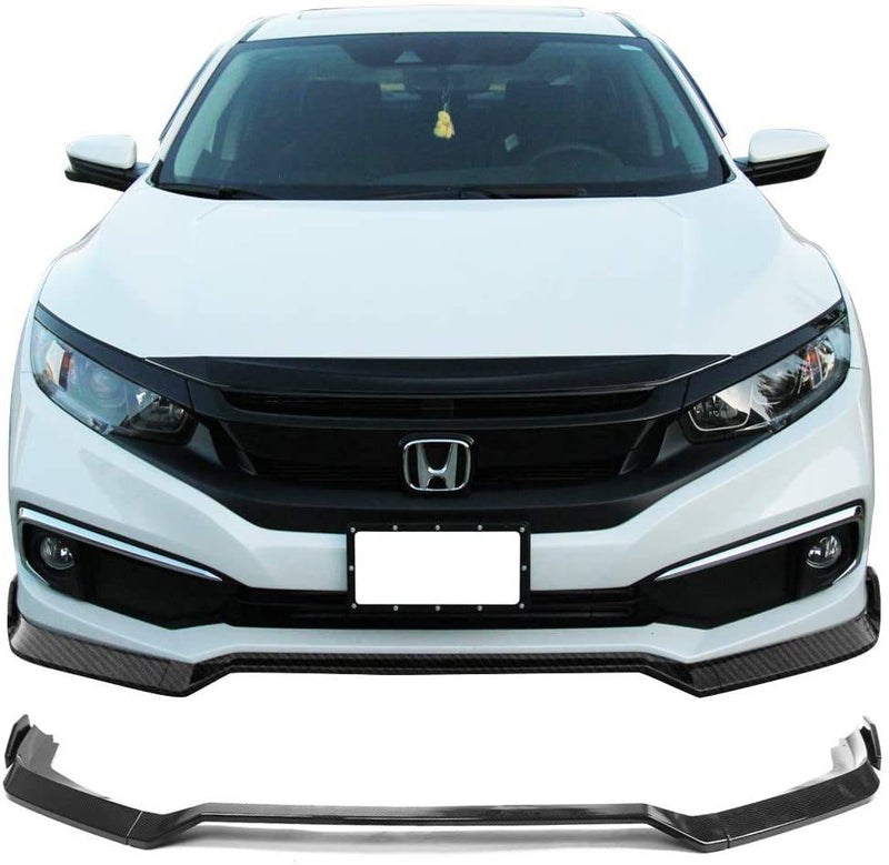 Front Lip 2019-2021 Honda Civic IKV2 Style Front Bumper Lip - Carbon Fiber Print 3 pieces /SET - Auto Sports Accessories & Performance