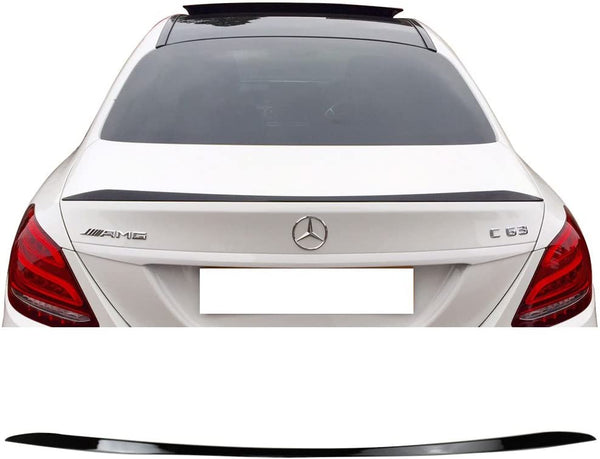Pre-Painted Trunk Spoiler Compatible With 2015-2021 Benz C-Class W205 Sedan, Factory OE Style #040 Black ABS Rear Tail Lip Deck Boot Wing