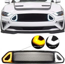 Front Grille fits 2018-2023 Ford Mustang, R Spec Front Bumper Upper Grille R spec Style with LED dual colours