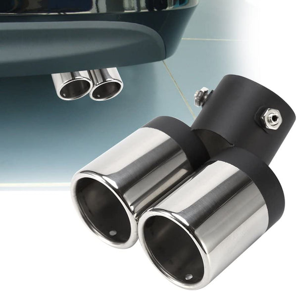 Universal Muffler Tip Twin Style Stainless Steel Exhaust Tip Pipe Car Rear Exhaust Straight Tail Pipe Muffler Tip