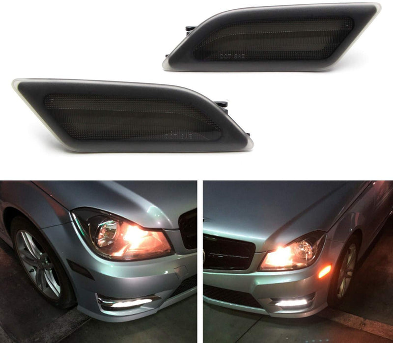 LED Smoke Lens Amber LED to replace Front Side Marker Light Kit Fit  2012-2014 Mercedes C-class W204 LCI C250 C300 C350 Sedan/Coupe, Powered by  SMD