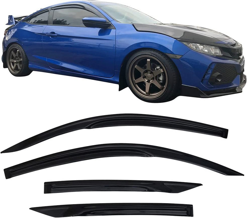 Window Visor Deflector Rain Guard 2016-2021 Honda Civic 2 door Coupe Mugen Style 10TH GEN CIVIC ( Coupe but it's 4 pieces a set, see the pictures)
