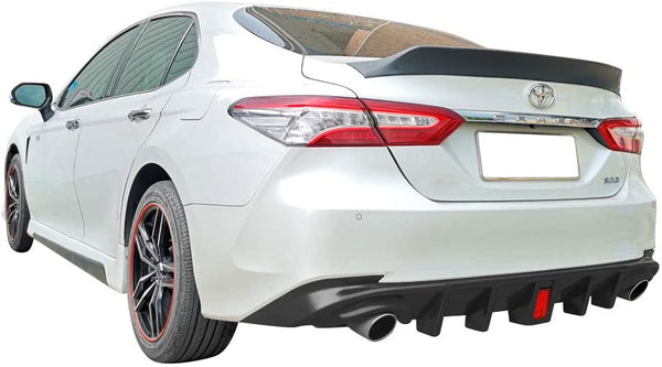 Diffuser 2018-2023 Toyota Camry LE XLE ( Not fit for XSE SE ) Rear Bumper Lip Diffuser Gloss Black PP Polypropylene Rear Bumper Lip with 3RD Brake Light and 93MM Tips