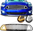 Front Grille fits 2015-2017 Ford Mustang Front Bumper Grill Hood Mesh with LED Lights
