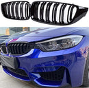 Grille 2014-2019 BMW 3 Series 4 series F32 F33 F36, F82 2015-2019 M4, F80 M3 2015-2019 Kidney Grill Grille Double Slat Glossy Black/ Pair