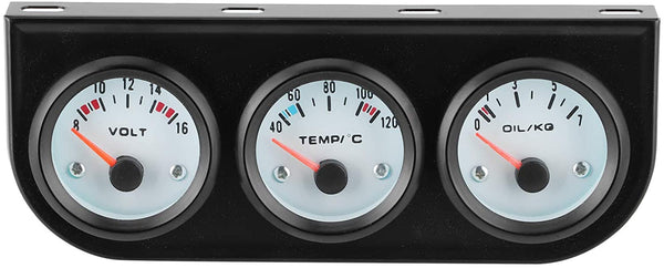 Triple Voltage Gauge Kit (Voltmeter, Water Temp, Oil Pressure) Car Meter Auto Gauge