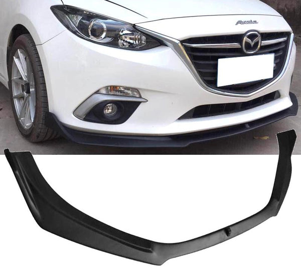 Front Lip 2014-2017 Mazda 3 V2 Style Unpainted Black Front Bumper Lip PP
