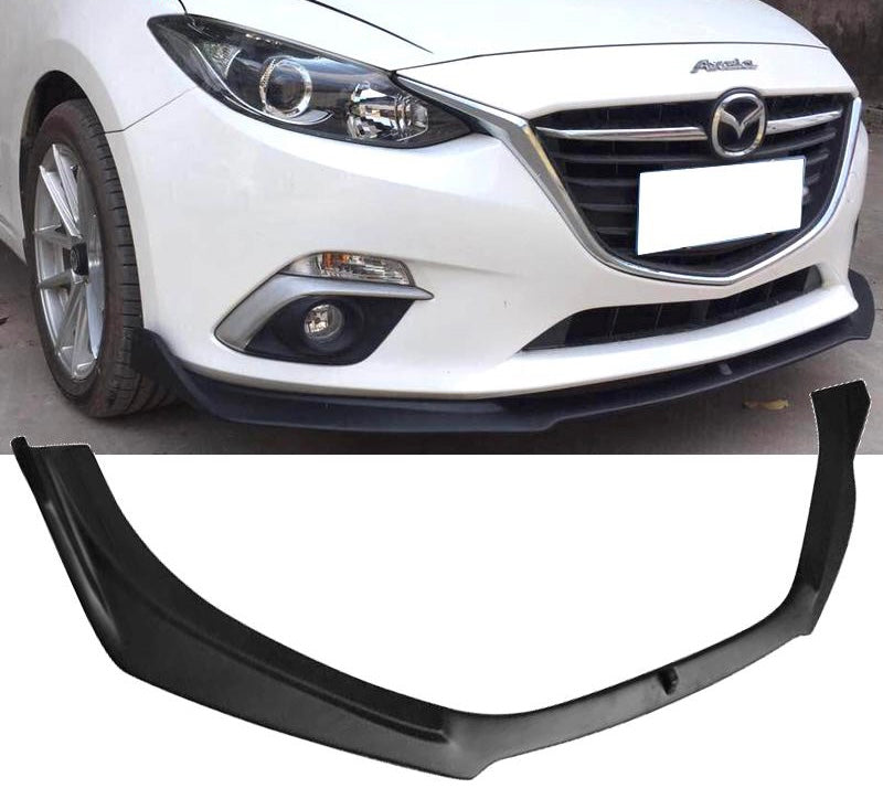 Front Lip 2014-2018 Mazda 3 V2 Style Unpainted Black Front Bumper Lip PP