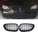 Grille 2004-2009 BMW E60 E61 5 series M5 Kidney Grill Grille Glossy Black Double Slat / Pair
