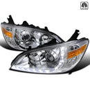 Headlight Lamp 2004-2005 Honda Civic LED DRL Projector Headlights (Chrome Housing/Clear Lens)