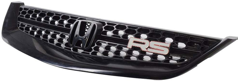 Grille ABS Front Hood Grille Grill and JDM H Red Emblem Fit 2001-2003 Honda Civic Type RS Style