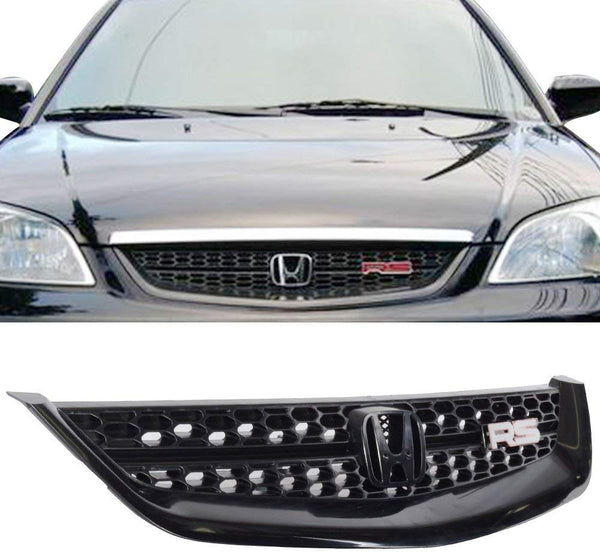 Grille ABS Front Hood Grille Grill Mesh Fit 2001-2003 Honda Civic Type RS Style