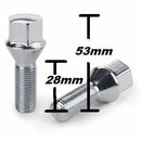 Bolt 14x1.5 Acorn Lug Bolt Chrome Heat Treated Conical Seat (14mmx1.5 Thread Size) 17mm Hex (20 Pieces) (28mm Shank) - Auto Sports Accessories & Performance